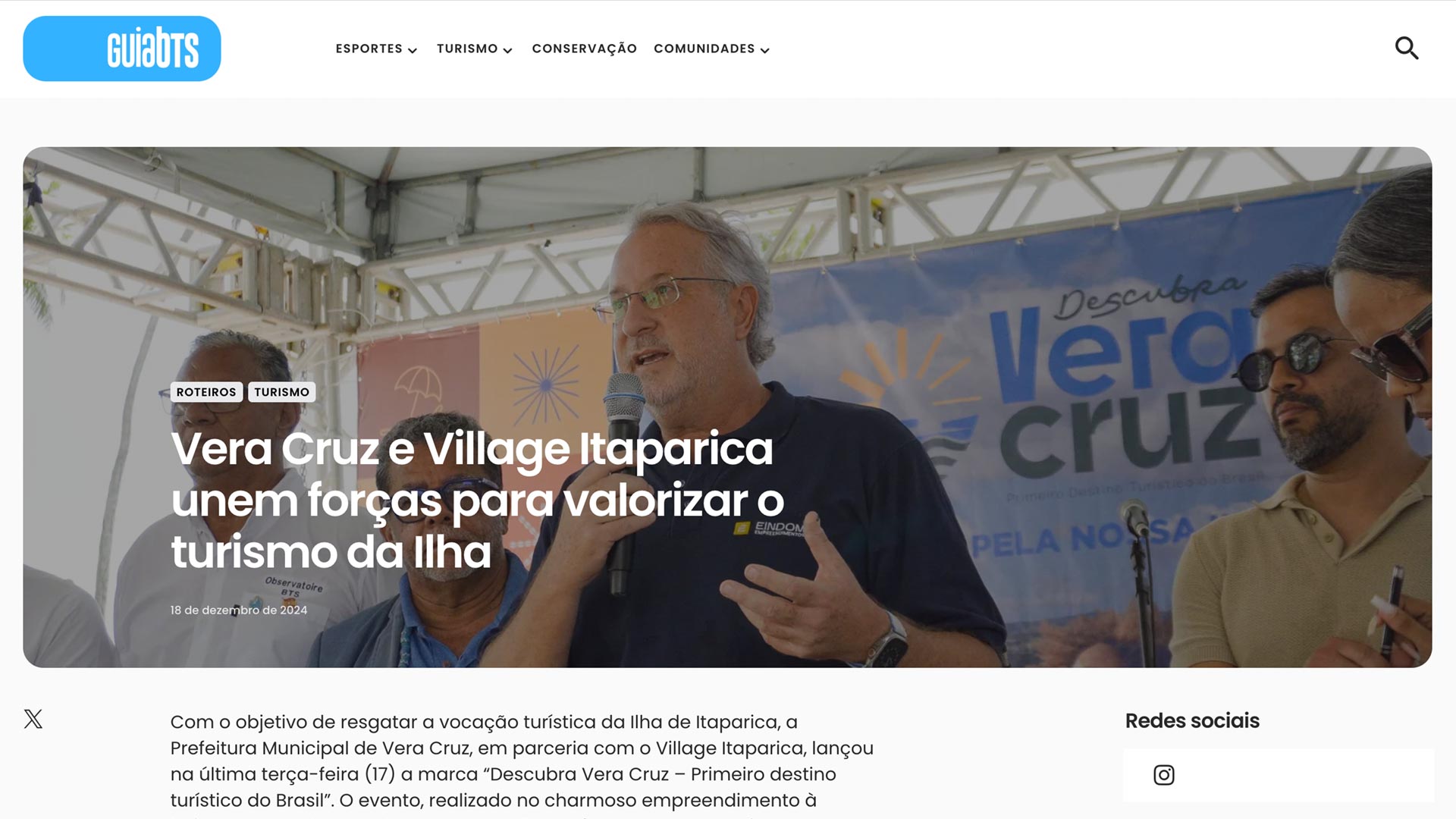 Vera Cruz e Village Itaparica unem forças para valorizar o turismo da Ilha