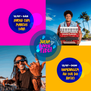 12 e 13 de julho – Forró com Marcos Davi e Dia do rock – Village Itaparica – Julho Divertido
