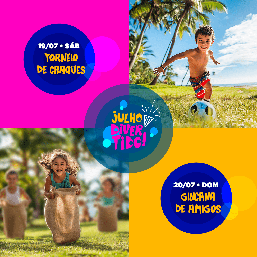 19 e 20 de julho – Torneio de craques e Gincana de amigos – Village Itaparica – Julho Divertido