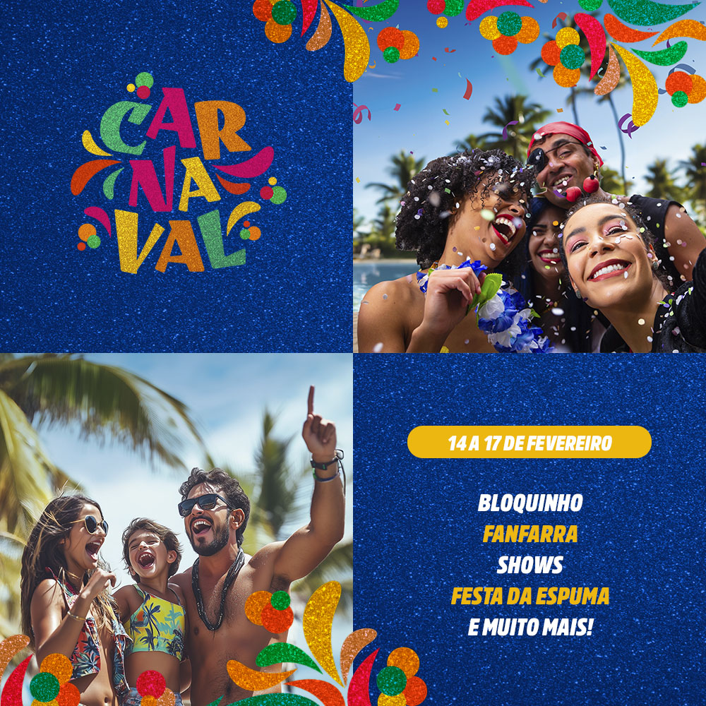 14 de fevereiro até 17 de fevereiro – Bloquinho, fanfarra, shows, festa da espuma e muito mais no pé na areia – Village Itaparica