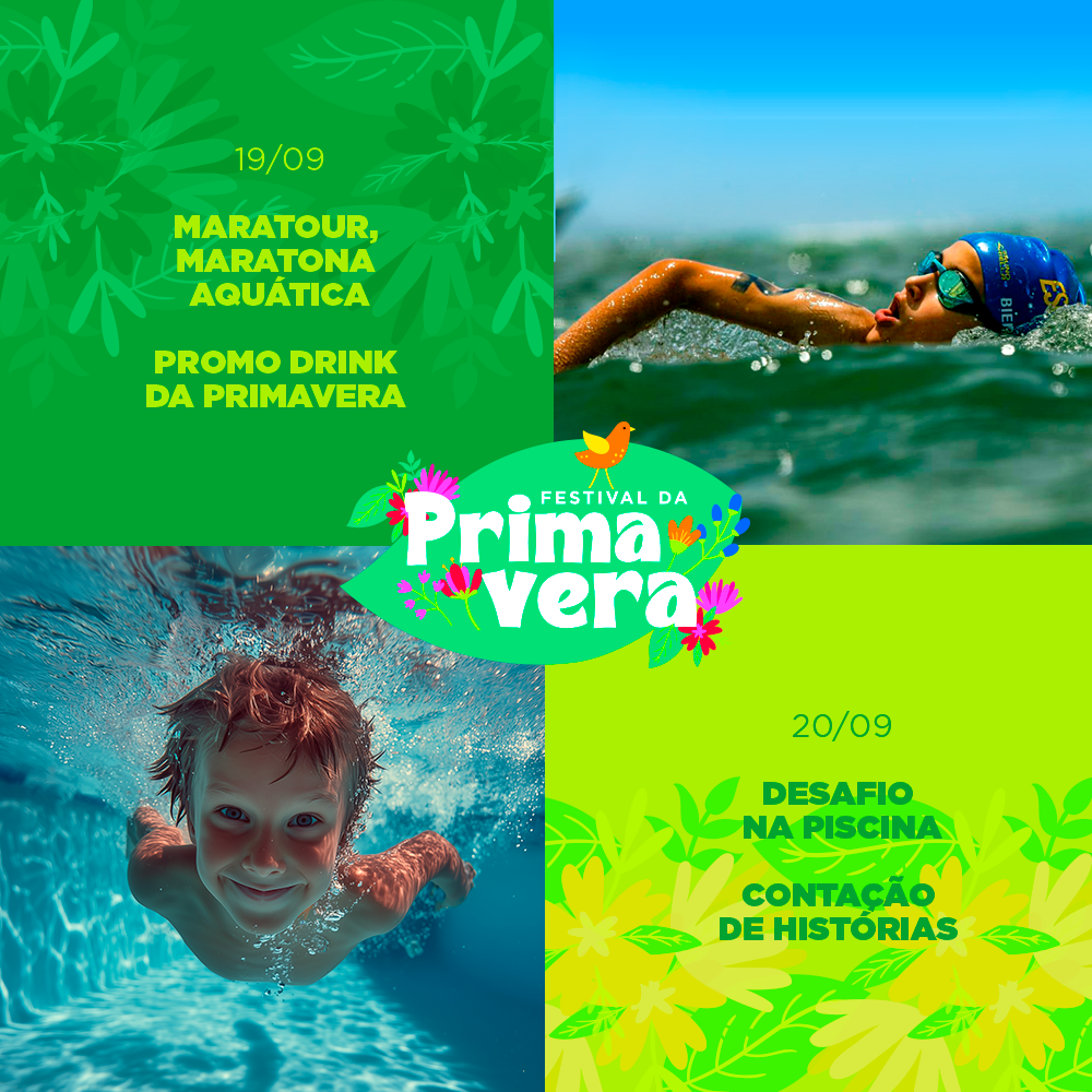 Dia 19/09 e 20/09 – Maratour, maratona aquática, promo drink da primavera, desafio na piscina e contação de história no pé na areia – Village Itaparica